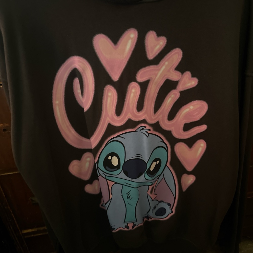 H&M Black Hoodie with Pink and Blue Graphic